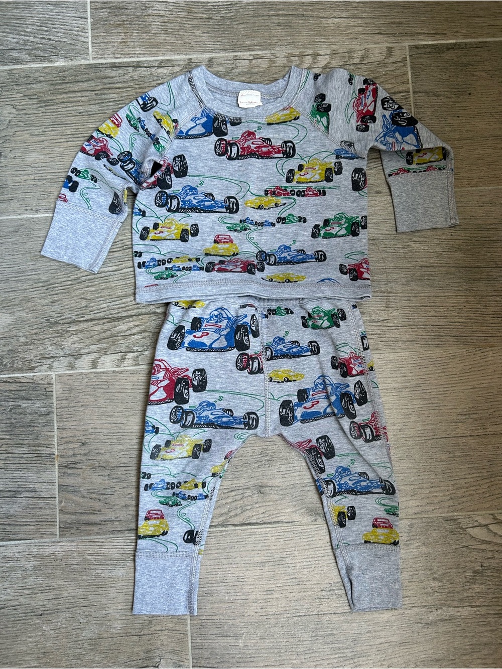 Hanna Andersson Race Car pattern pullover and pants set